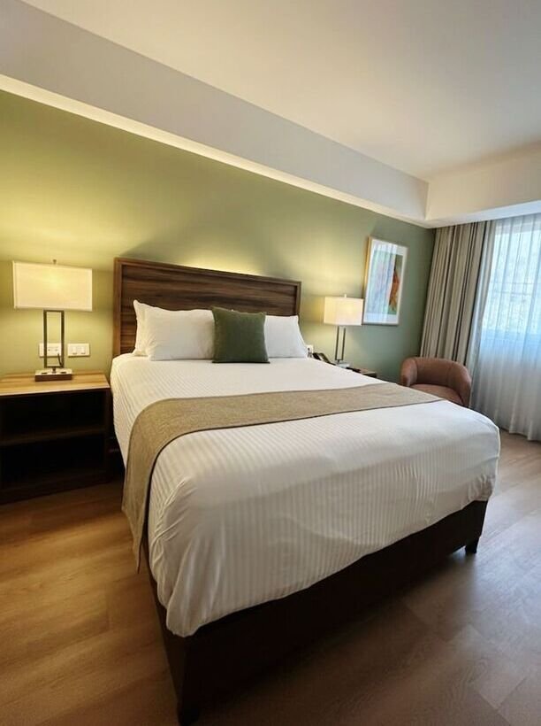 Habitación king del Stanza Hotel en Roma Norte, Ciudad de México, con cama amplia y diseño moderno.